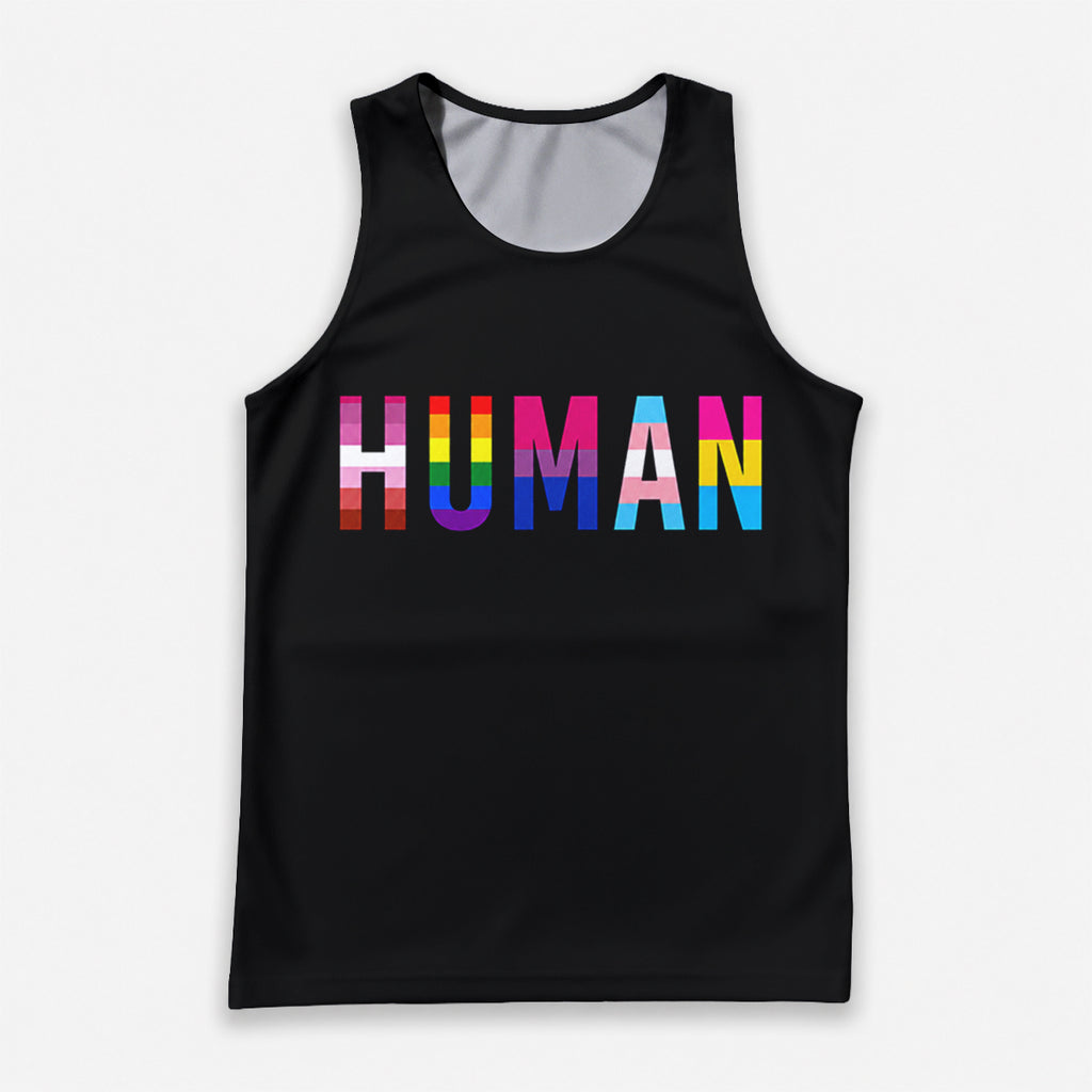 LGBT Pride Running Tank Top Rainbow Human Running Singlet for Men and Women