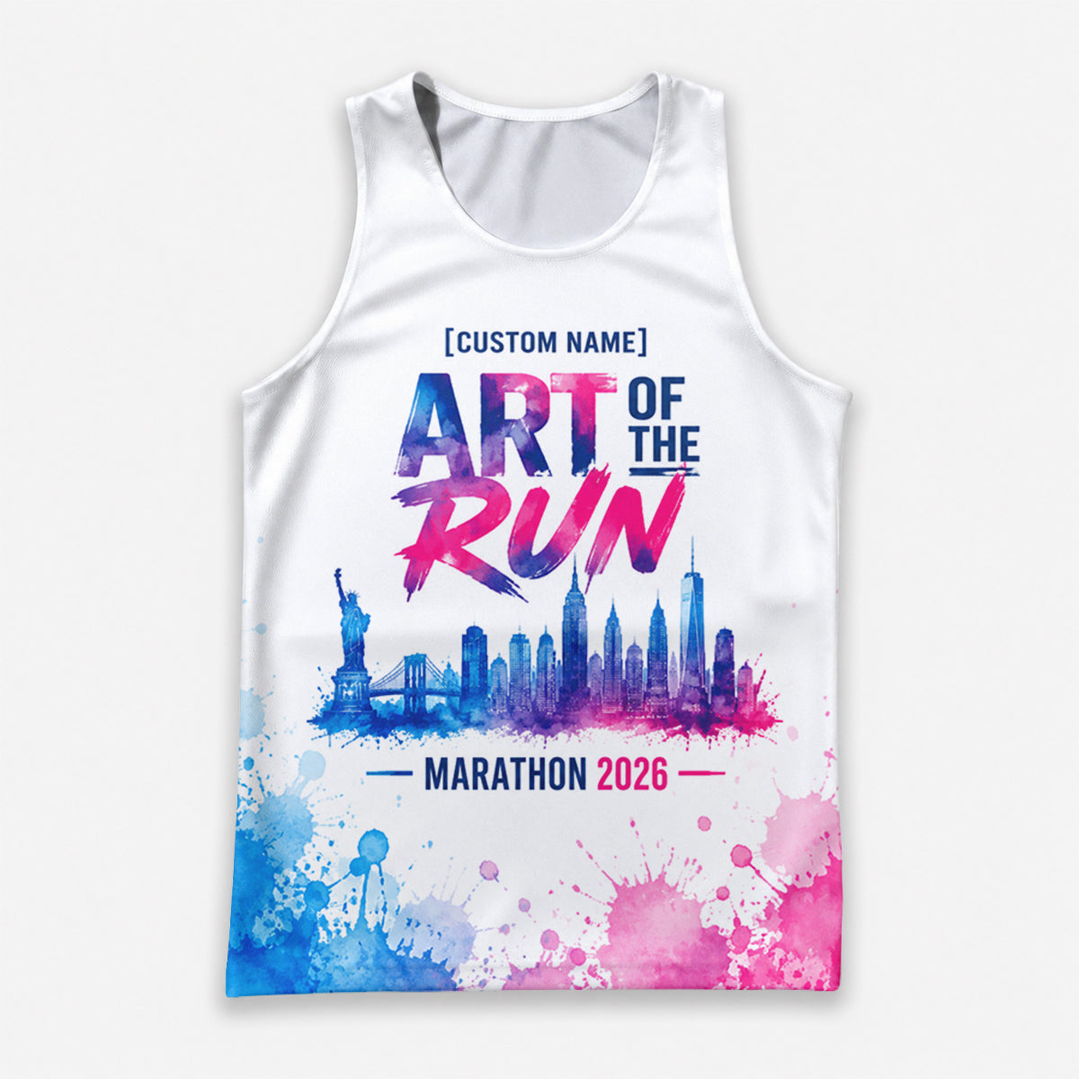 Watercolor Skyline The NYC Race Day Running Tank Top