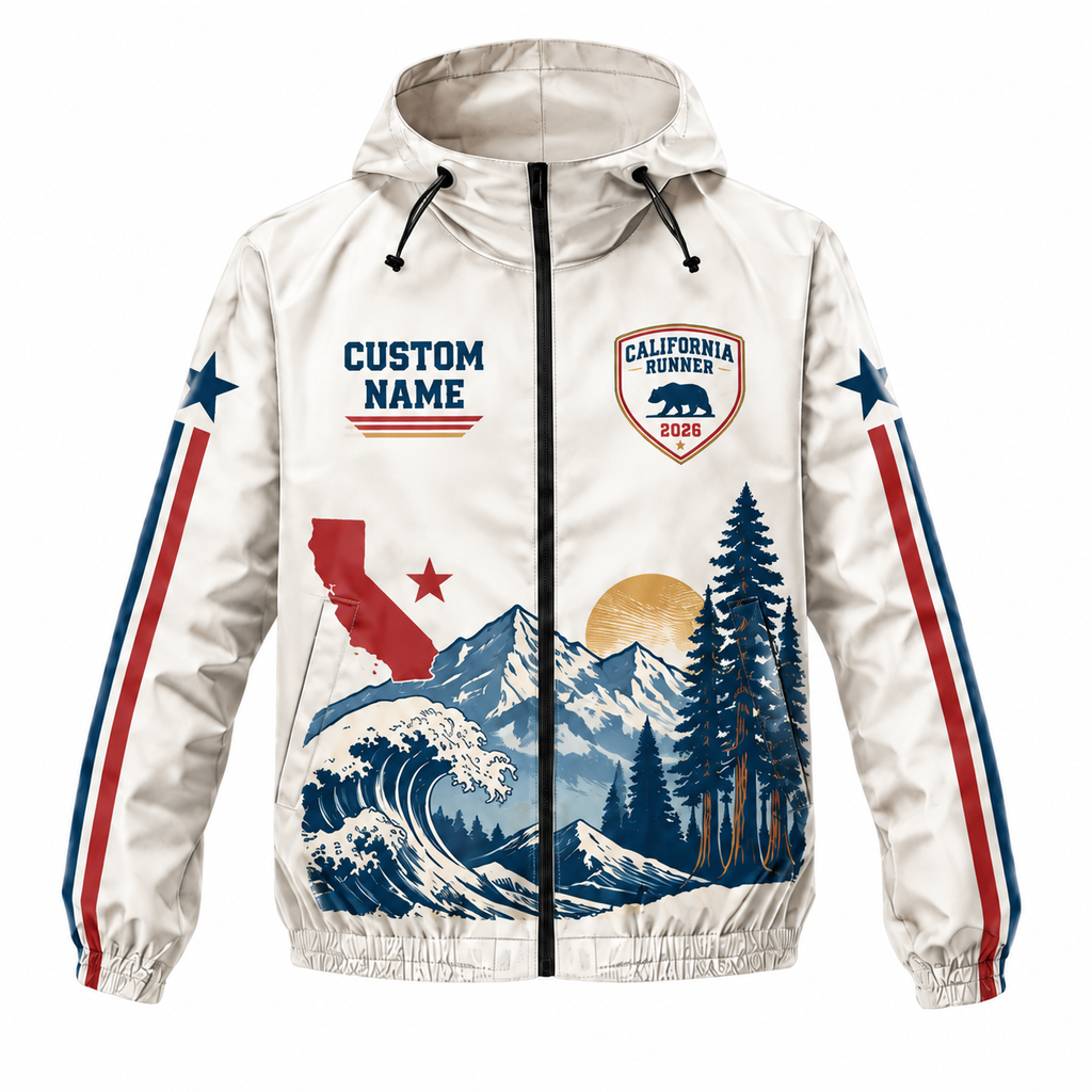 Custom Name California Heritage Runner Running Windbreaker Jacket