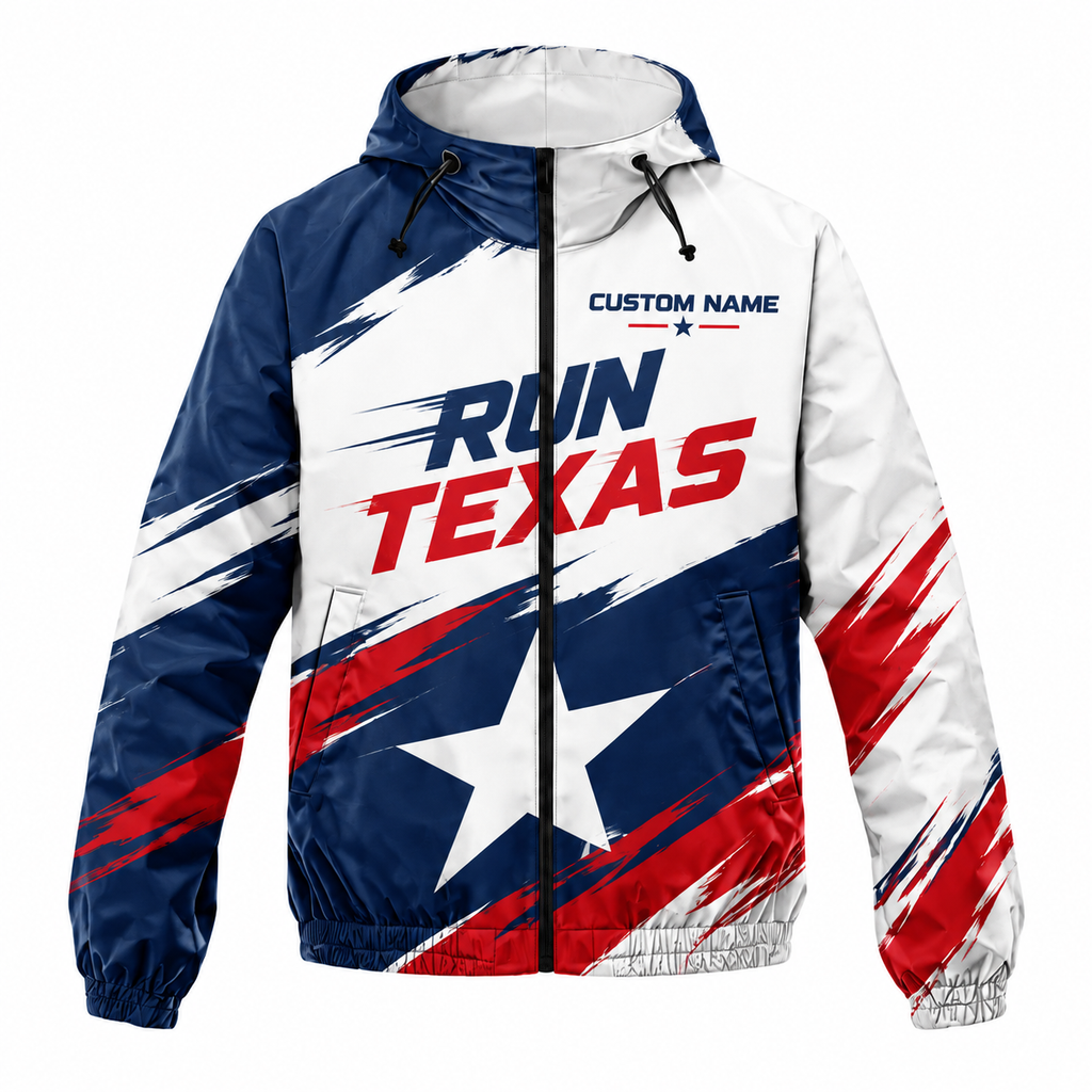 Custom Name Texas Flag Stride Running Windbreaker Jacket