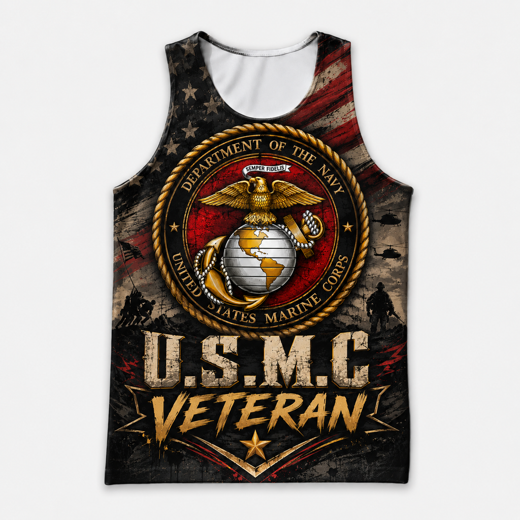 Veteran Running Tank Top - US Marine Corps Veteran V2 Tech Singlet