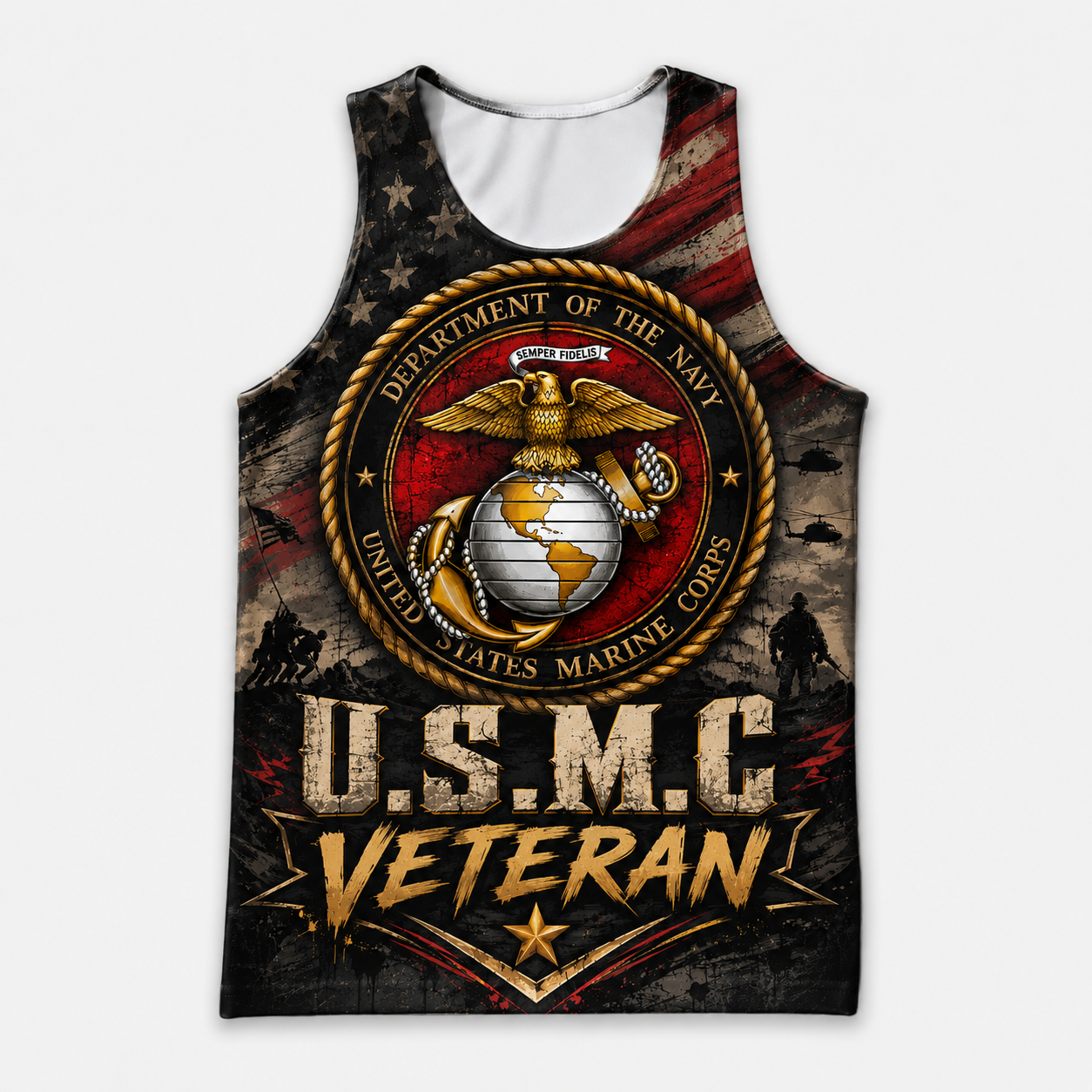 Veteran Running Tank Top - US Marine Corps Veteran V2 Tech Singlet