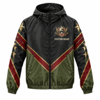 Custom Name Army Eagle Shield Veteran Running Windbreaker Jacket