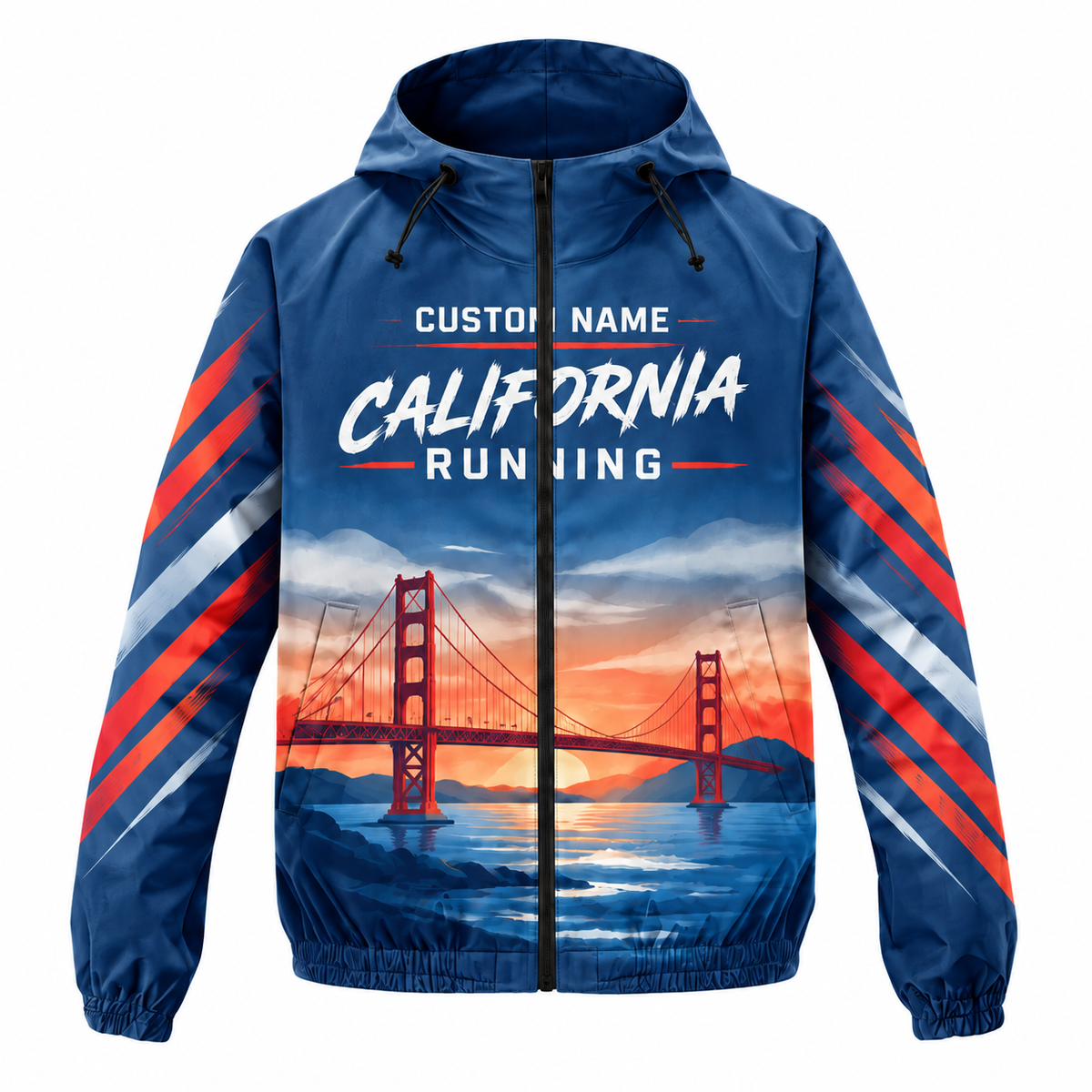 Custom Name California Bridge & Bay Runner Running Windbreaker Jacket