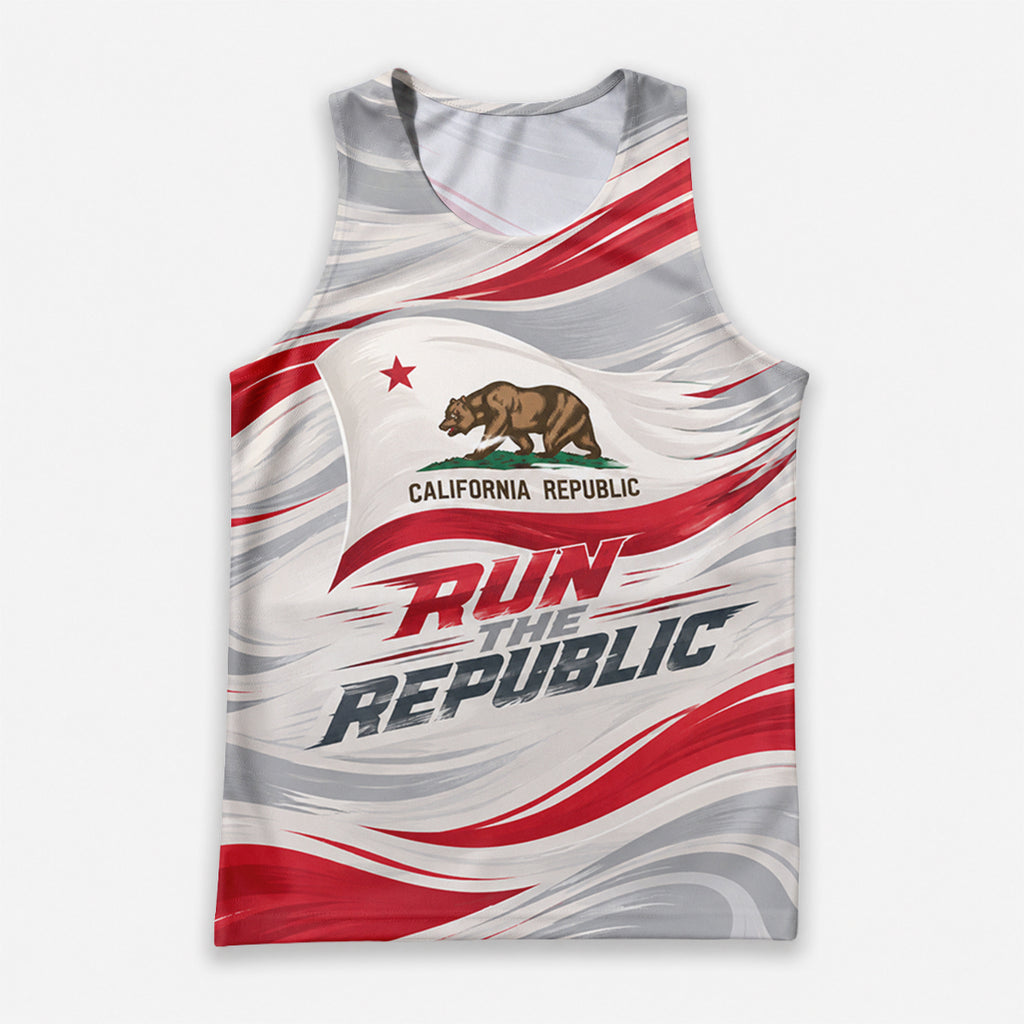 Dynamic Wave Flag California State Running Tank Top