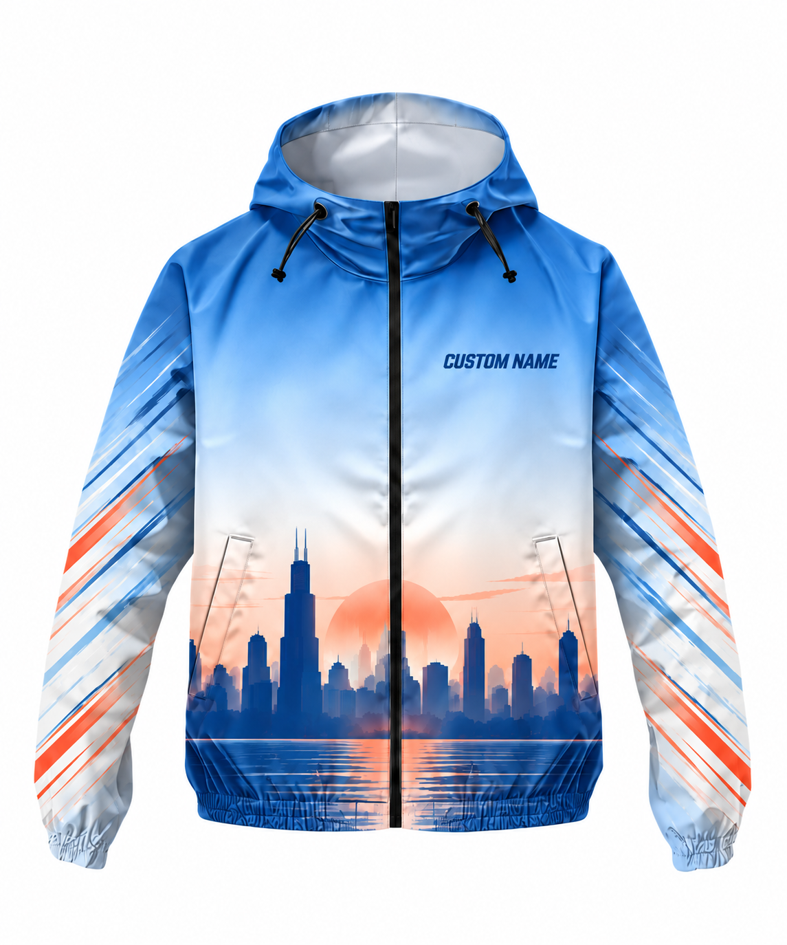 Custom Name Chicago Sunrise Run Running Windbreaker Jacket