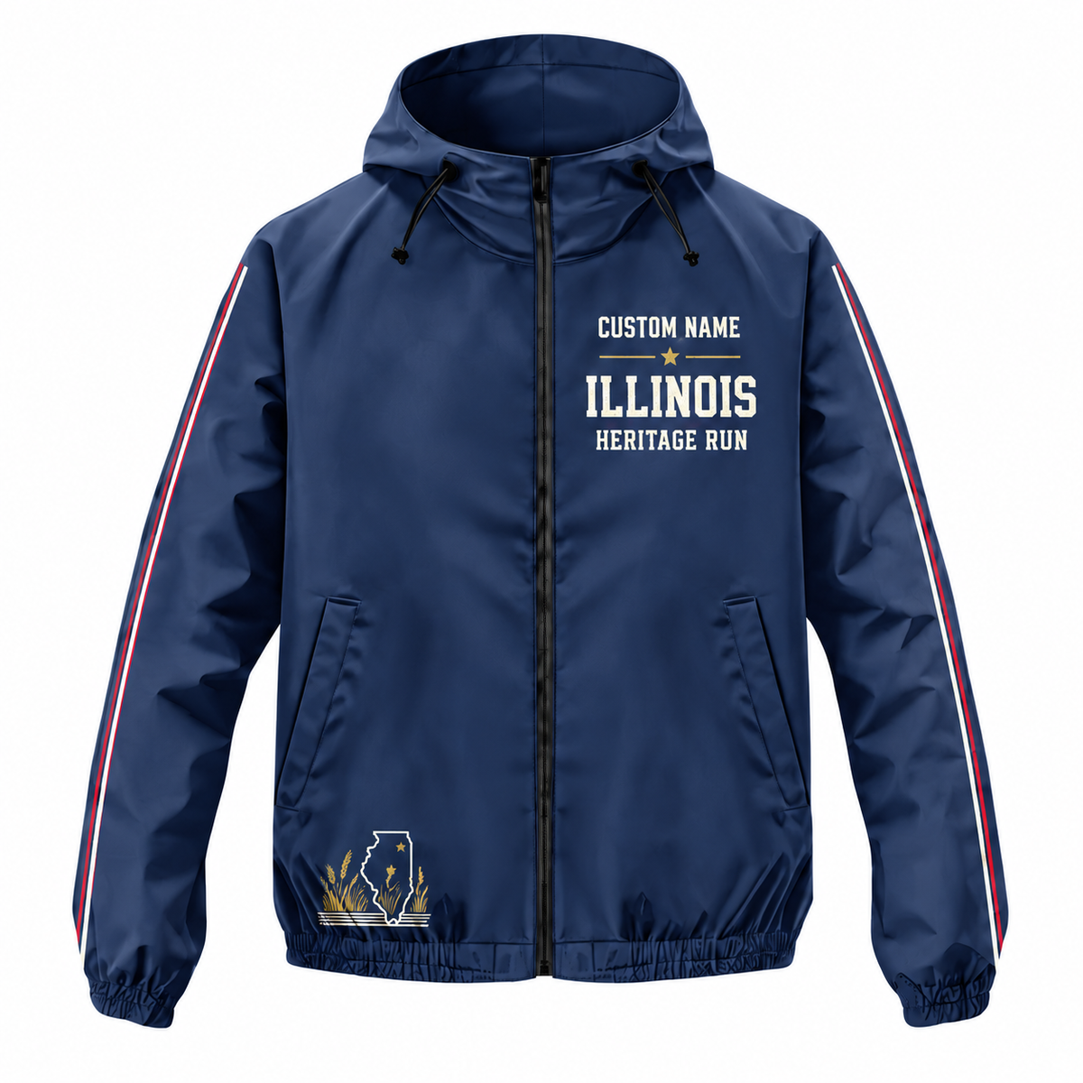Custom Name Illinois Heritage Run Illinois Running Windbreaker Jacket