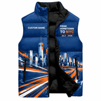 Custom Name From Hometown To NYC Vest Running Sleeveless Puffer Jacket