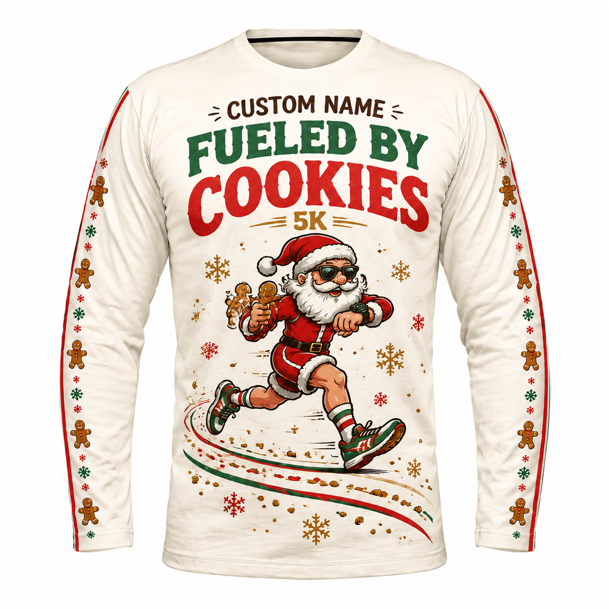 Custom Name Fueled by Cookies Running Long Sleeve Shirt