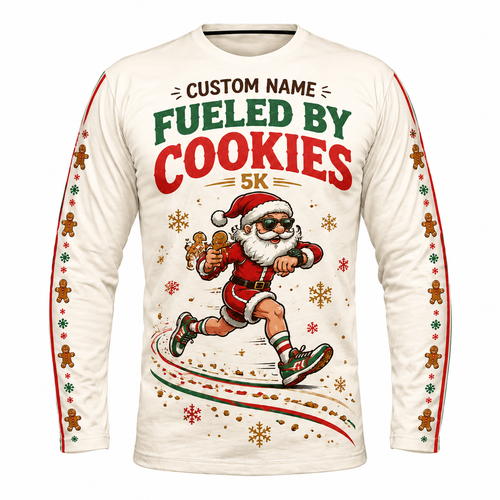 Custom Name Fueled by Cookies Running Long Sleeve Shirt