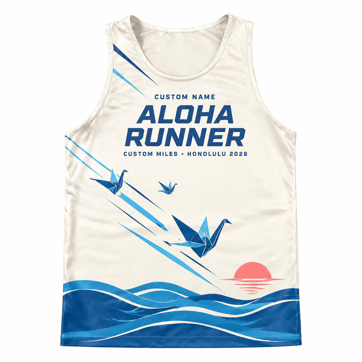 Custom Name Miles Origami Crane Aloha Running Tank Top