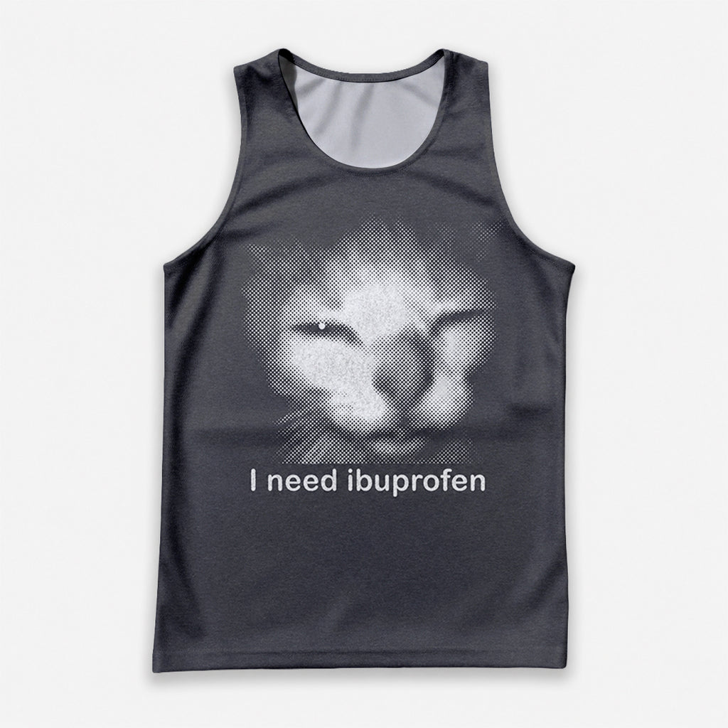 Cat Running Tank Top Silly Kitten Ibuprofen Running Singlet for Men and Women
