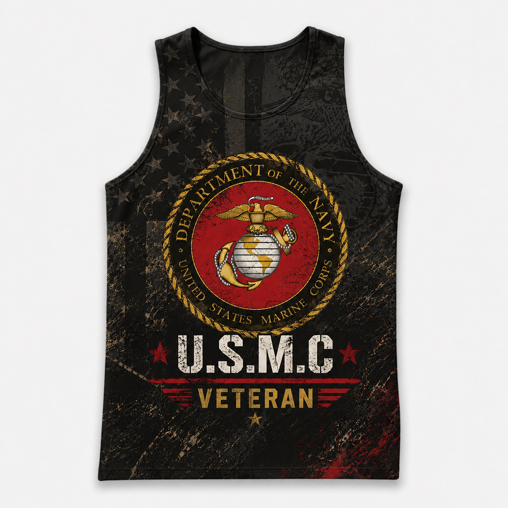 Veteran Running Tank Top - US Marine Corps Veteran V7 Tech Singlet