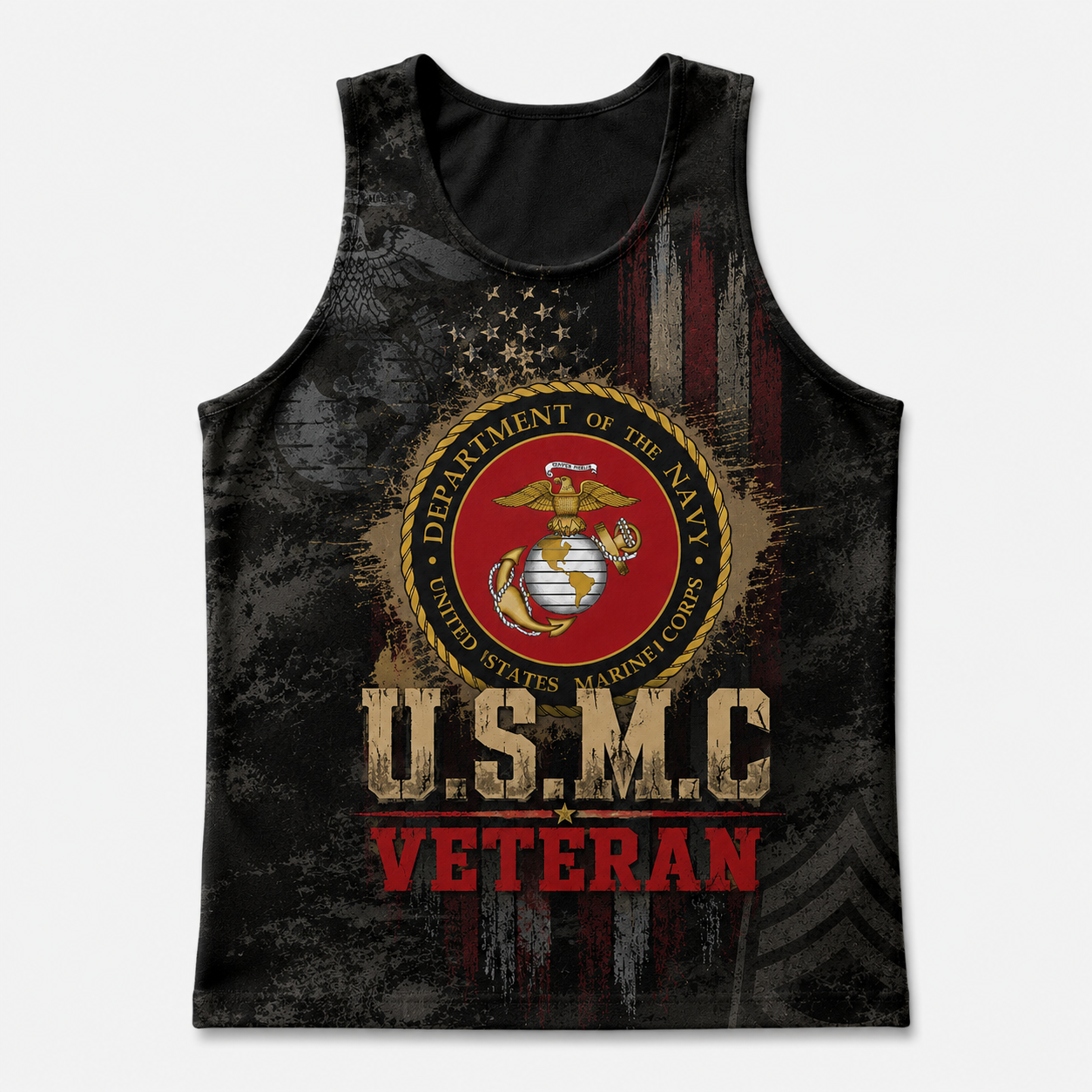Veteran Running Tank Top - US Marine Corps Veteran V8 Tech Singlet