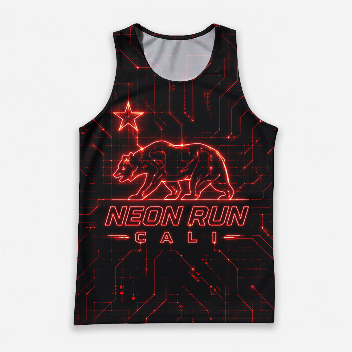 Neon Flag Synthwave California State Running Tank Top