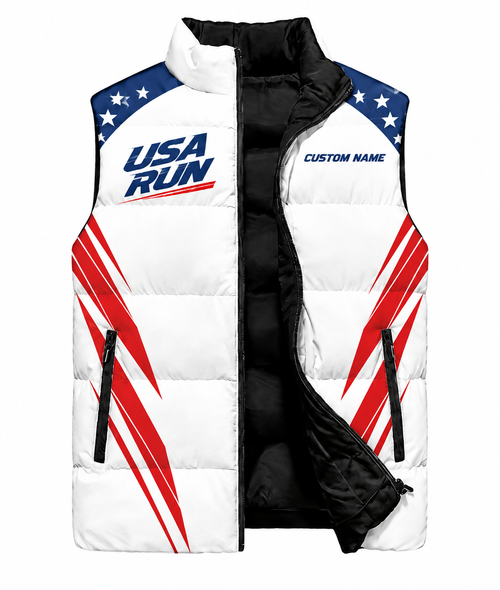 American Flag Racer Sleeveless Running Puffer Jacket