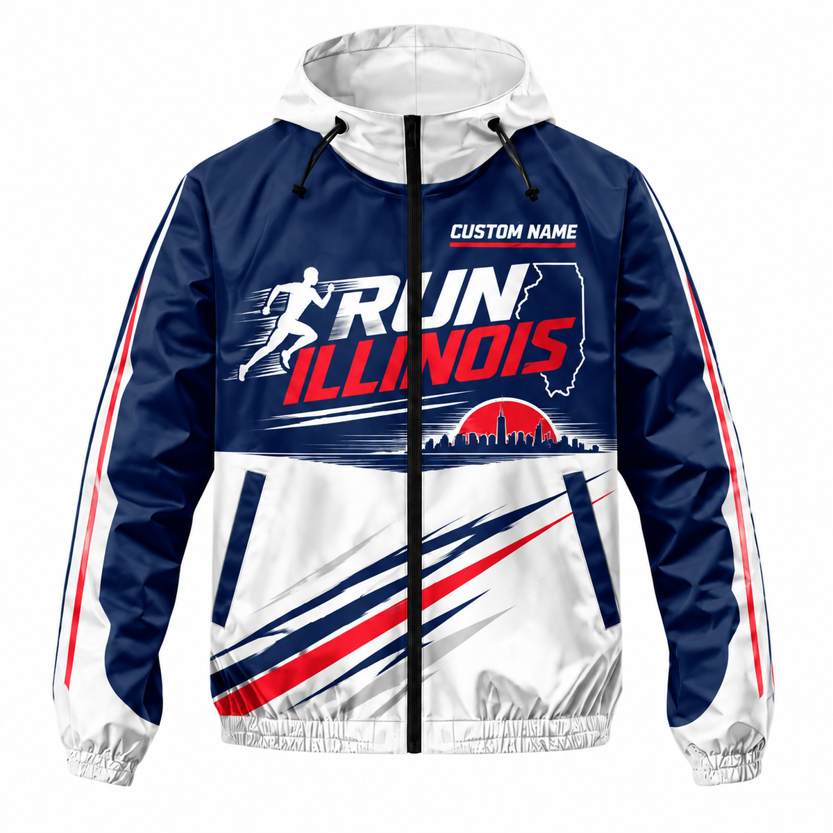 Custom Name Run Illinois Illinois Running Windbreaker Jacket