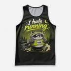 Funny Running Tank Top I Hate Running Racoon Tech Singlet