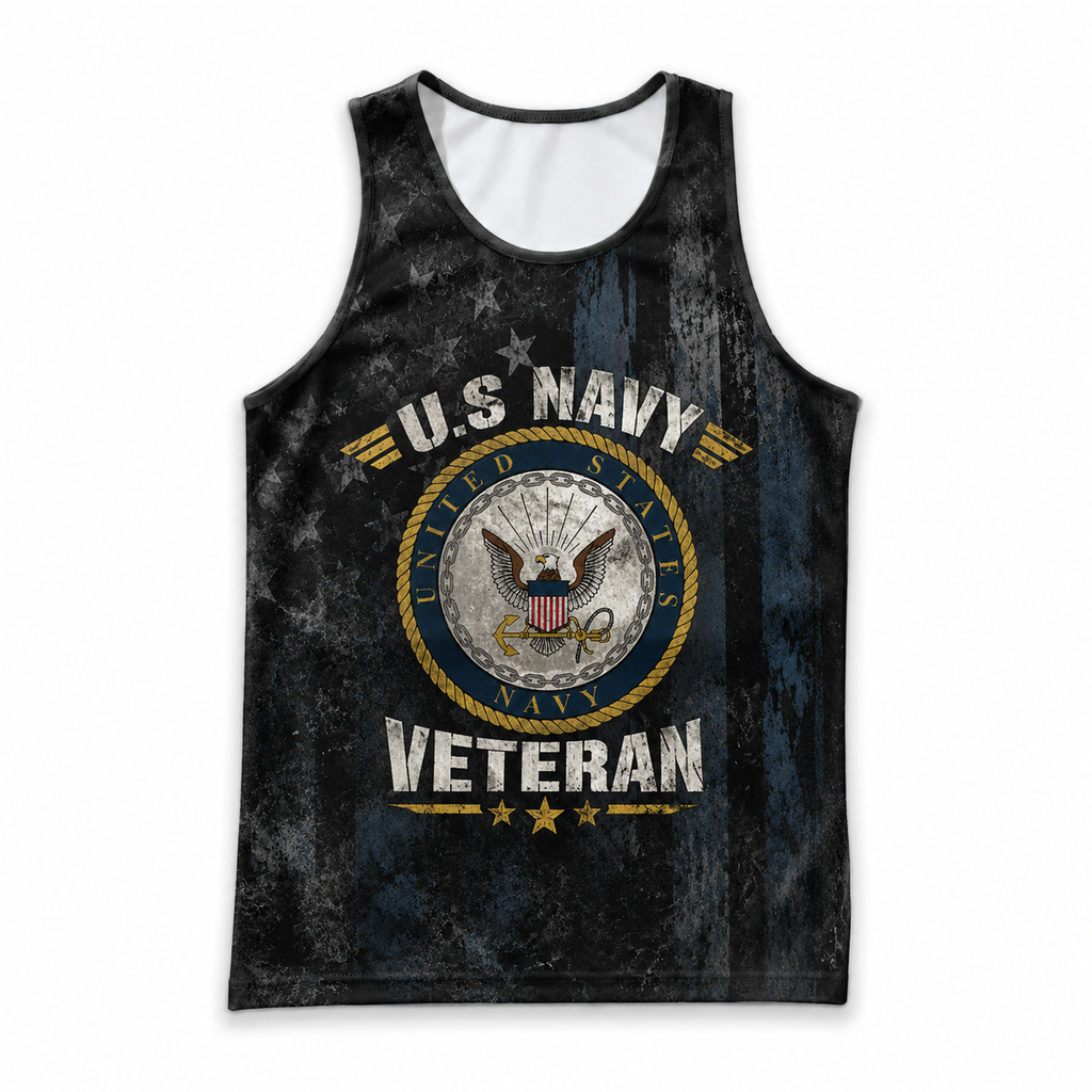 Veteran Running Tank Top - US Navy Veteran V9 Tech Singlet