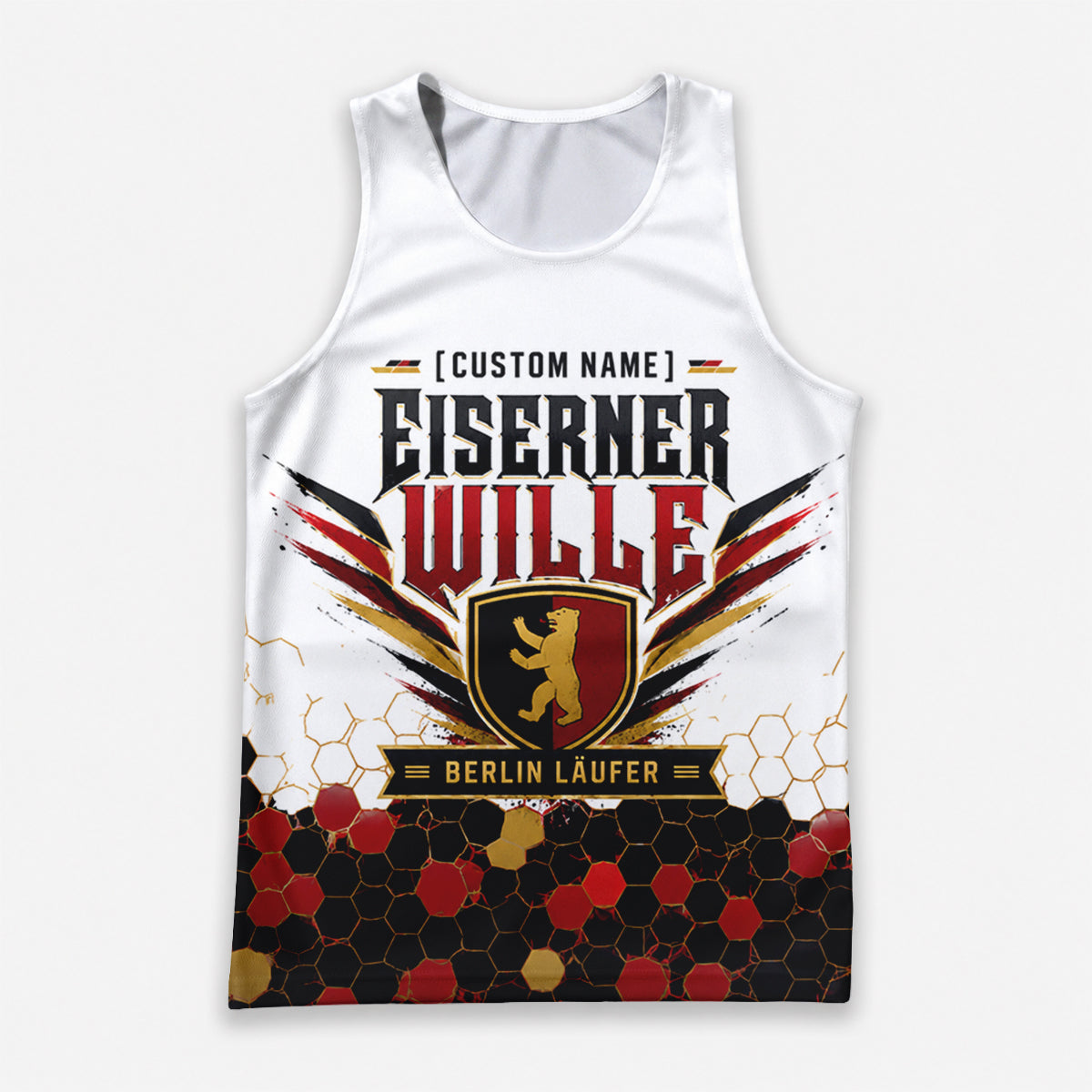 Hexagonale Rustung Berlin Wettkampftag Lauf-Tanktop