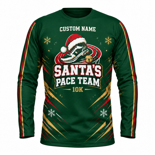Custom Name Santa’s Pace Team Running Long Sleeve Shirt
