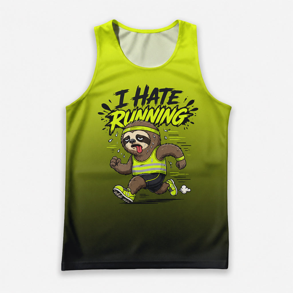 Funny Running Tank Top I Hate Running Sloth Tech Singlet V2