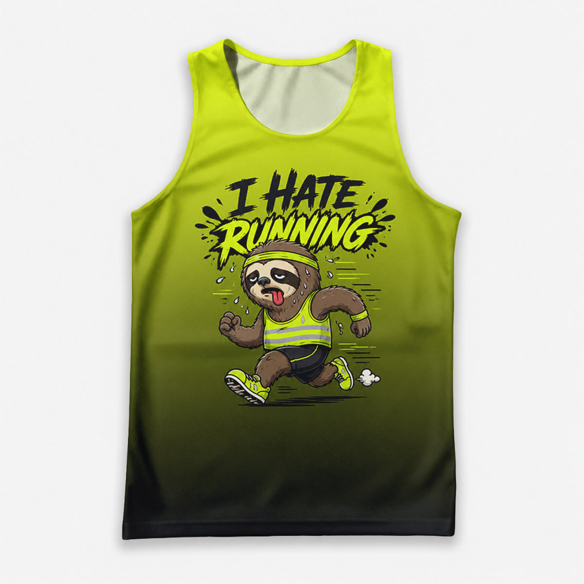 Funny Running Tank Top I Hate Running Sloth Tech Singlet V2
