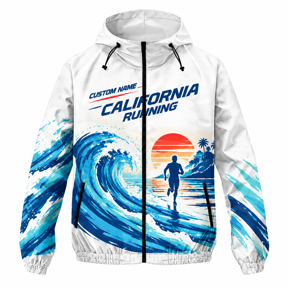 Custom Name California Wave Runner Running Windbreaker Jacket