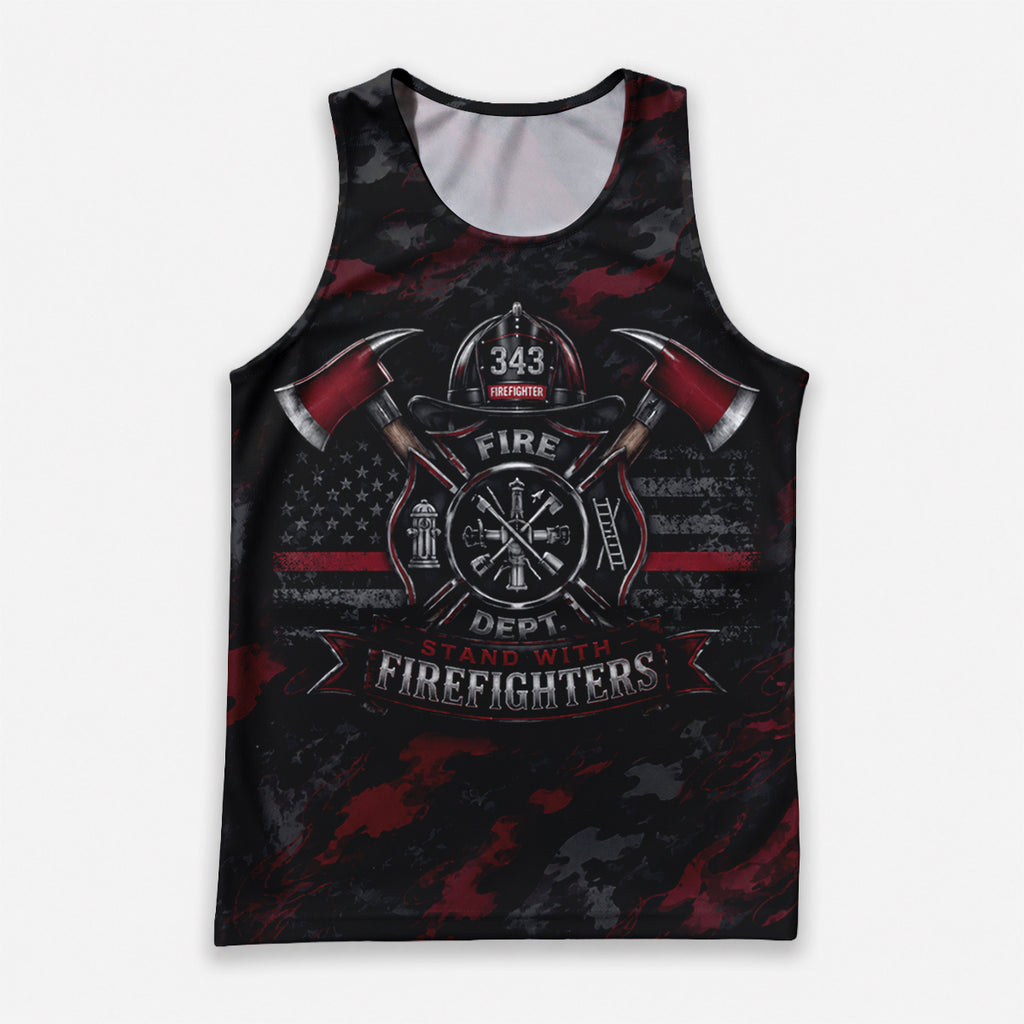 Men's Running Tank Top Firefighter Stand With Firefighters Running Singlet V2