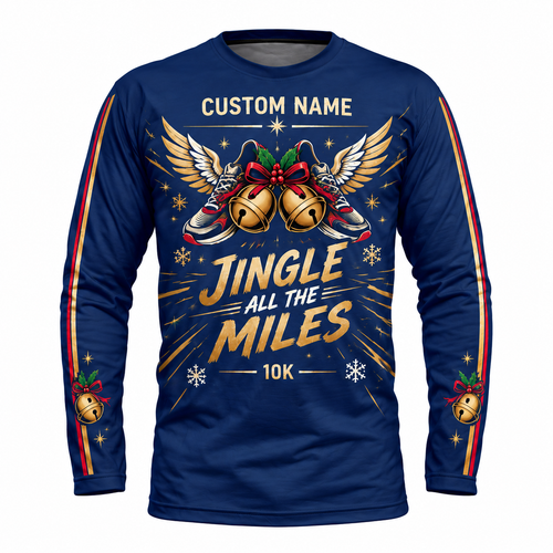 Custom Name Jingle All the Miles Running Long Sleeve Shirt