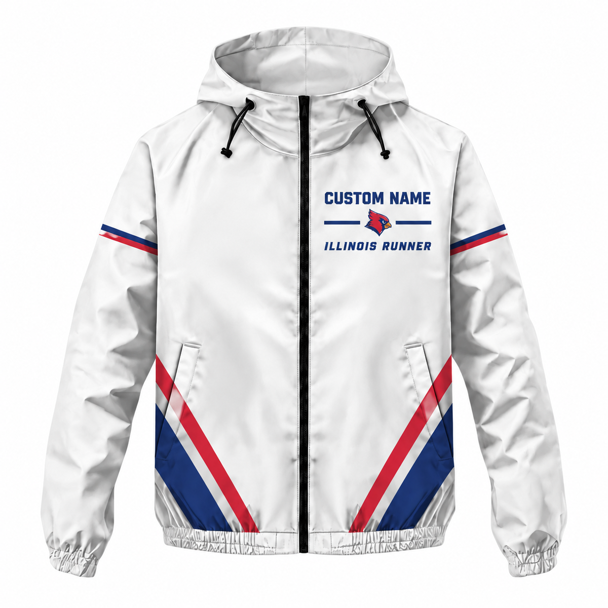 Custom Name Illinois Cardinal Runner Illinois Running Windbreaker Jacket