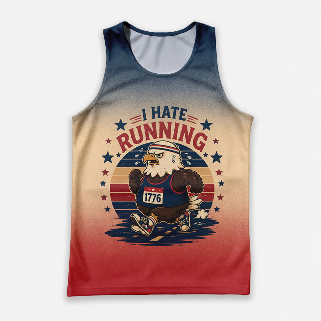 Funny Running Tank Top I Hate Running Vintage Eagle Tech Singlet