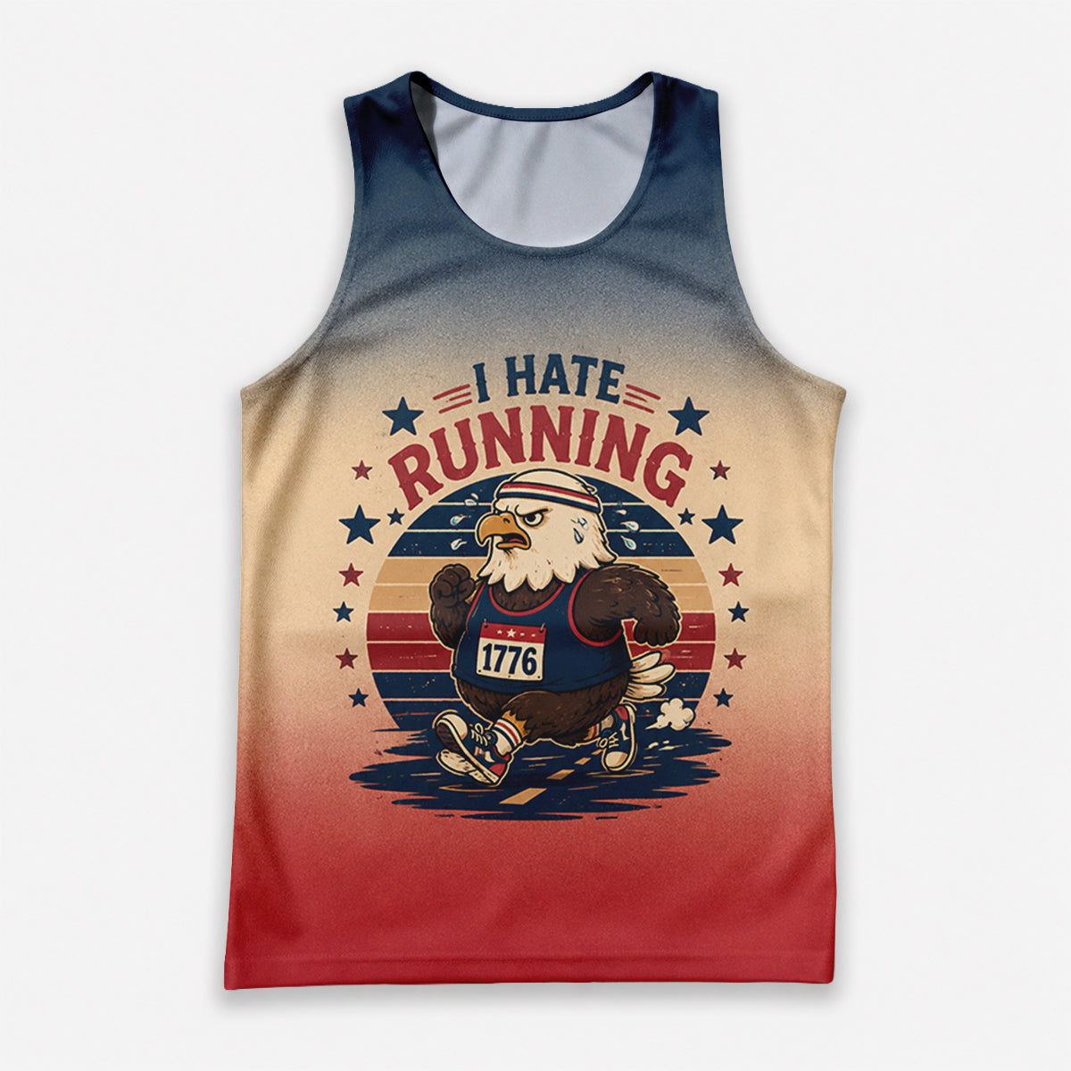 Funny Running Tank Top I Hate Running Vintage Eagle Tech Singlet