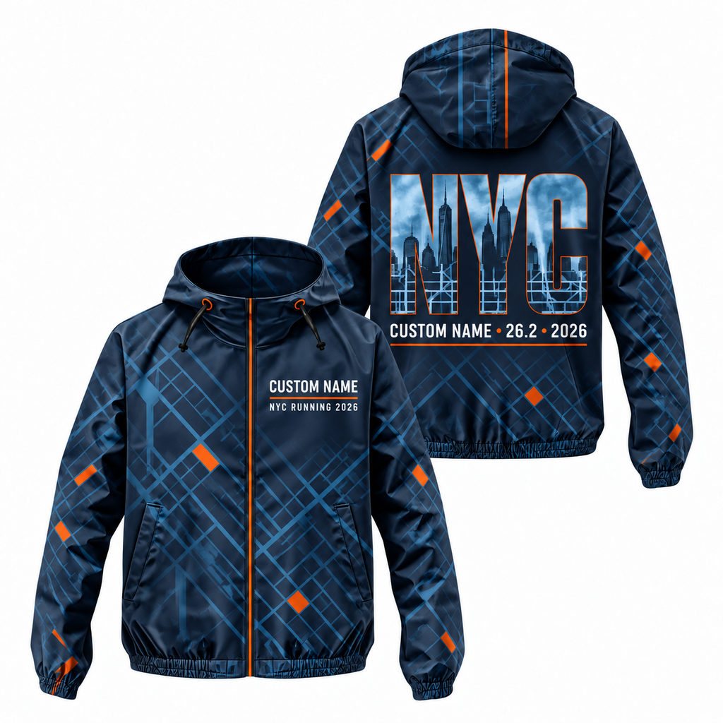 Custom Name Concrete Grid NYC Running Windbreaker Jacket
