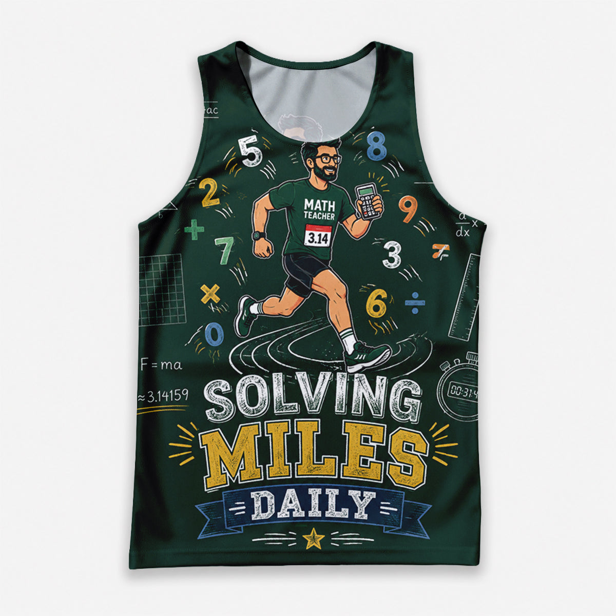 Teacher Running Tank Top Math Teacher Mile Club Tech Running Singlet