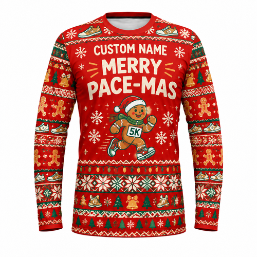 Custom Name Merry Pace-mas Running Long Sleeve Shirt