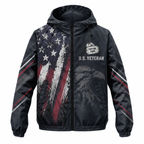 Custom Name Veteran Legacy Dog Tags Running Windbreaker Jacket