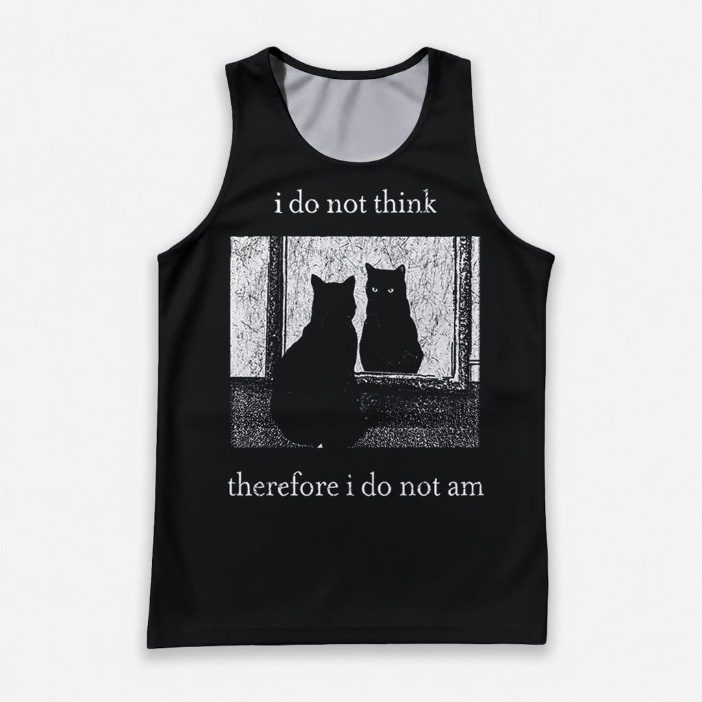 Cat Running Tank Top Funny Cat Running Singlet for Men and Women