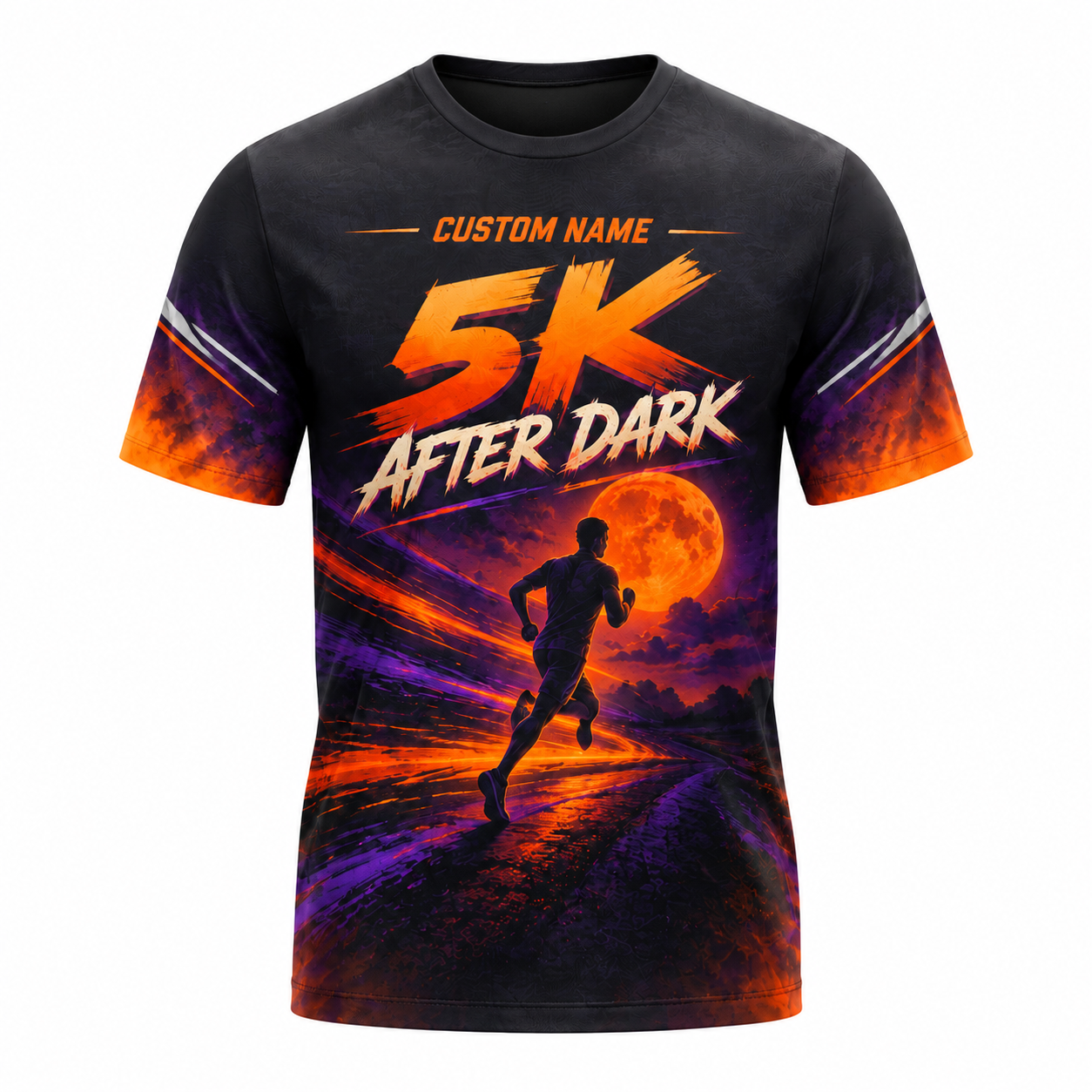 Custom Name 5K After Dark Halloween Tech Running T-Shirt