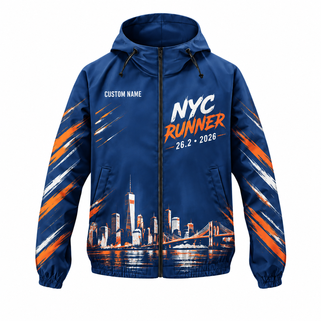 Custom Name Finish Strong NYC Running Windbreaker Jacket