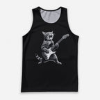 Cat Running Tank Top Rockstar Cat Running Singlet for Men and Women