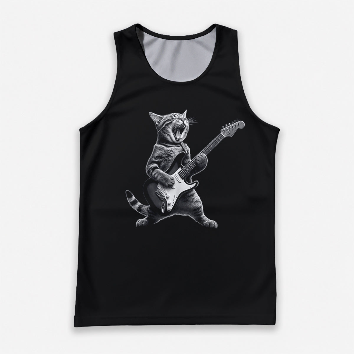 Cat Running Tank Top Rockstar Cat Running Singlet for Men and Women