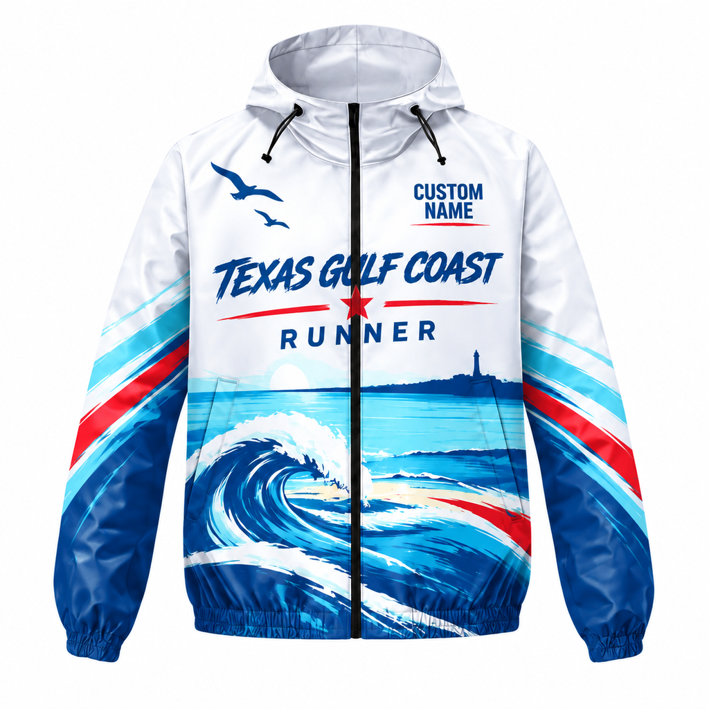 Custom Name Texas Gulf Coast Runner Running Windbreaker Jacket