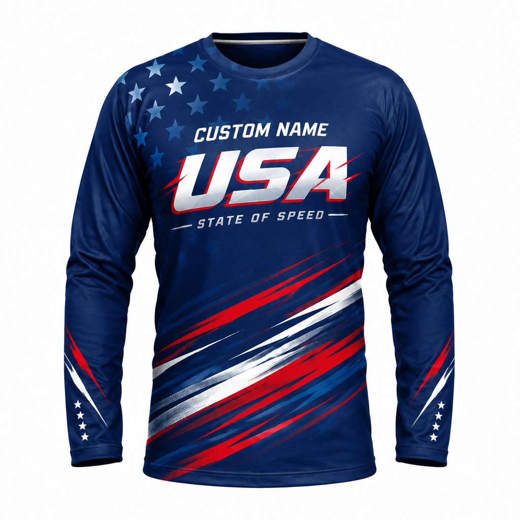 Custom Name State of Speed Running Long Sleeve Shirt