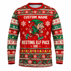 Custom Name Resting Elf Pace Running Long Sleeve Shirt
