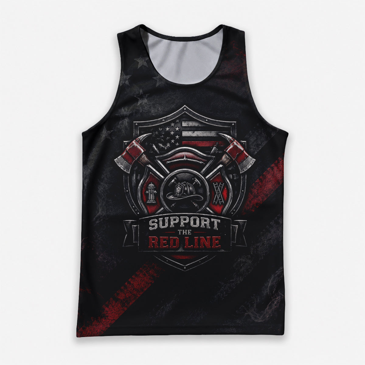 Men's Running Tank Top Firefighter Support The Red Line Running Singlet V2