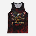 Men's Running Tank Top Firefighter Pride American Flag Eagle Running Singlet