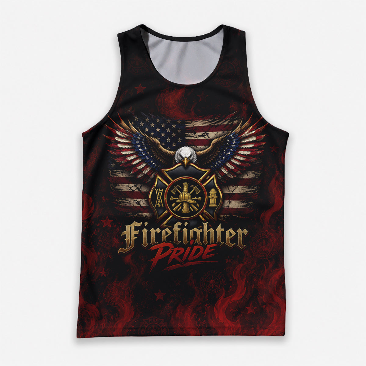 Men's Running Tank Top Firefighter Pride American Flag Eagle Running Singlet