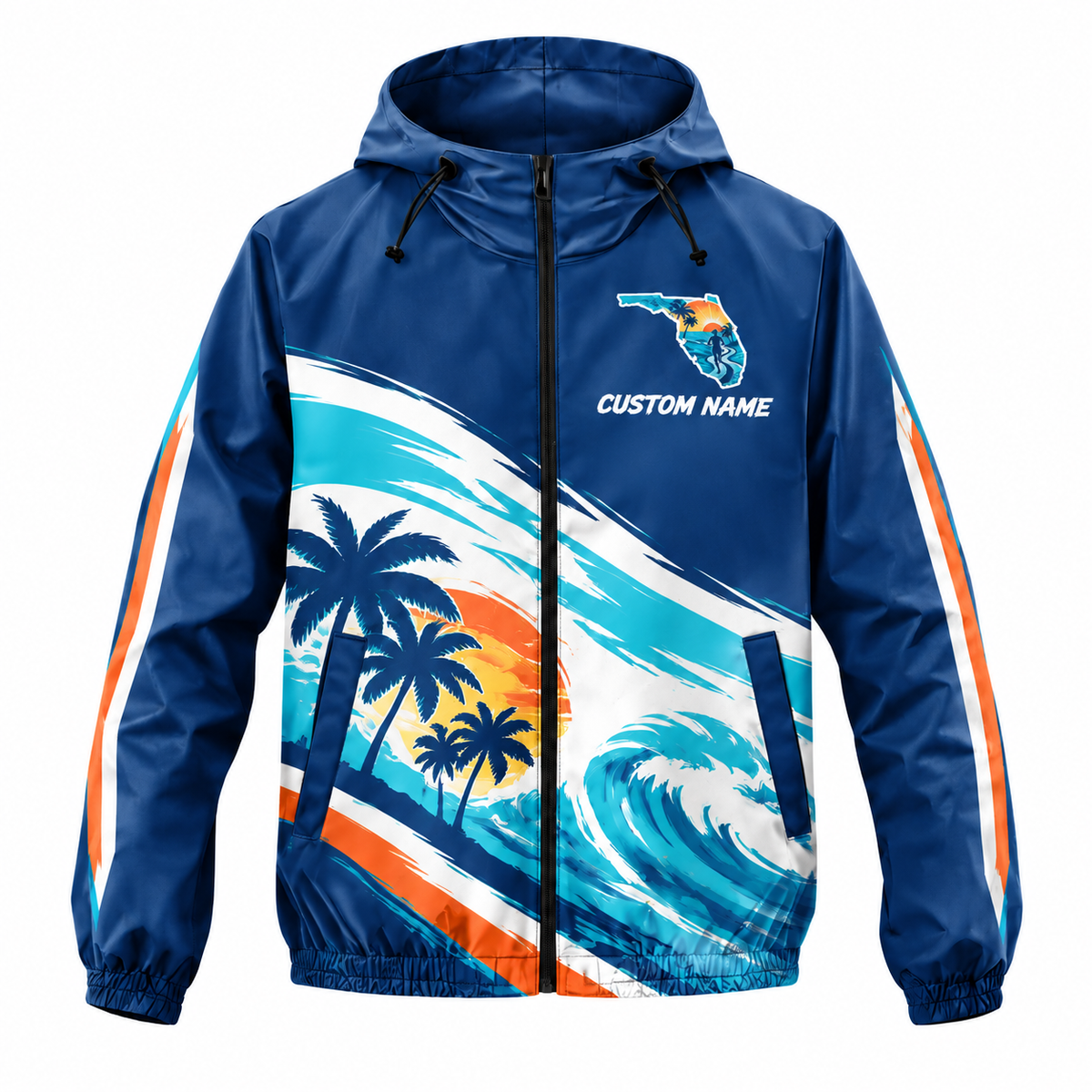 Custom Name Florida Map Runner Florida Running Windbreaker Jacket