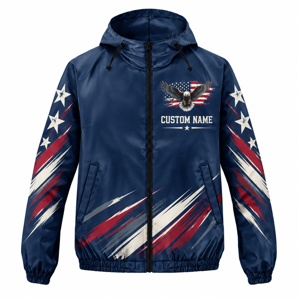 Custom Name Freedom Never Retires Veteran Running Windbreaker Jacket